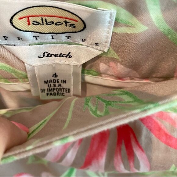 Talbots Floral Print Pencil Skirt Mocha Pink Green - Picture 3 of 4